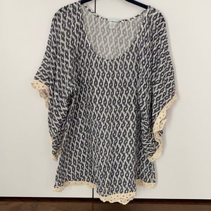 Eberjey gauzy tunic with crotchet detailing.